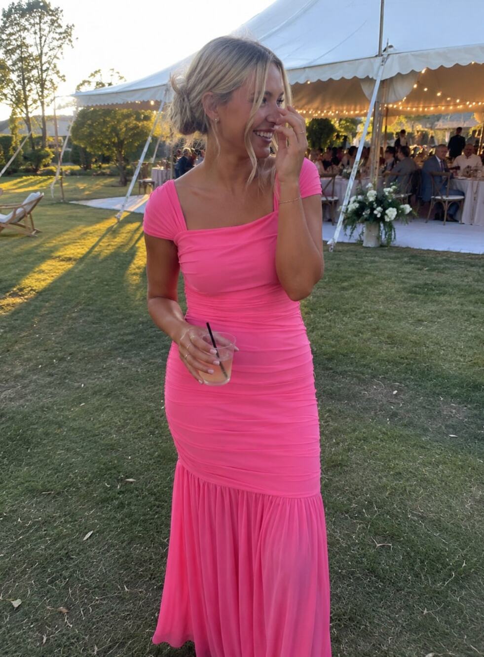 ELLIATT Capra Mesh Maxi Dress in Pink Size XL